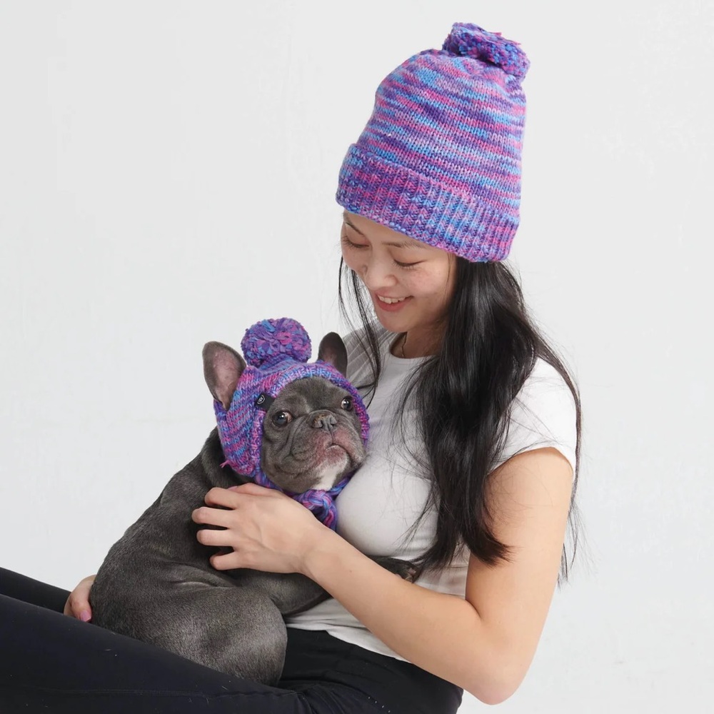 Matching Human (2) and Dog Cozy Knit Pom-Pom Hat Set SparkPaws
